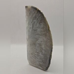 Natural Grey Agate Geode Bookend – 1.8 lbs Polished Crystal Display